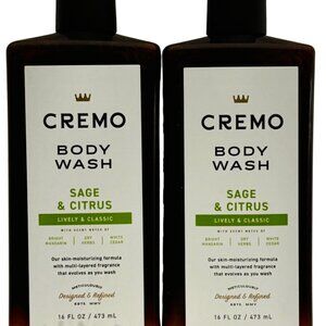 2 Pack Cremo Body Wash Sage Citrus Bright Mandarin Dry Herb White Cedar 16 Fl Oz
